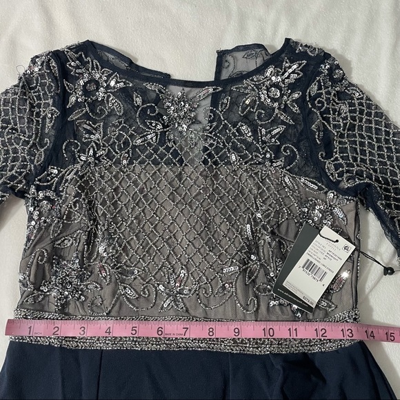 NEW Adrianna Papell Beaded Cascading Ruffle Gown in Midnight Blue‎ [SZ 4 4P ] - Picture 11 of 11